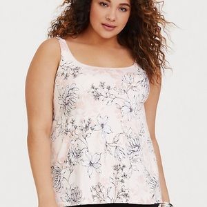 Torrid Pink Floral Bow Back Tank Top, size 1